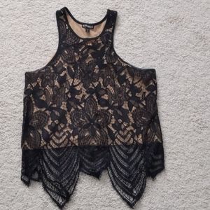 Express lace crop halter top